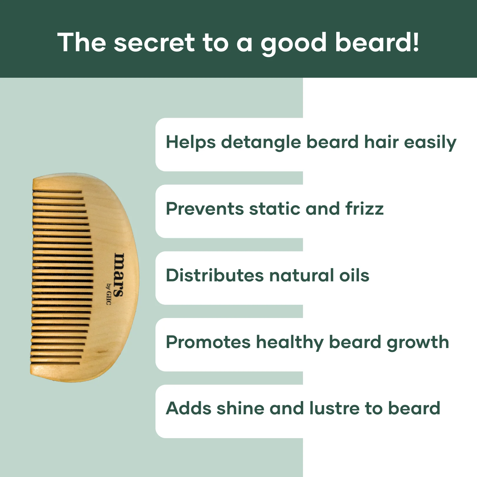 Wooden Beard Comb | Made With Neem Wood | Better Beard Shape | Pocket Size | Dandruff control Itch free beard - Image 3