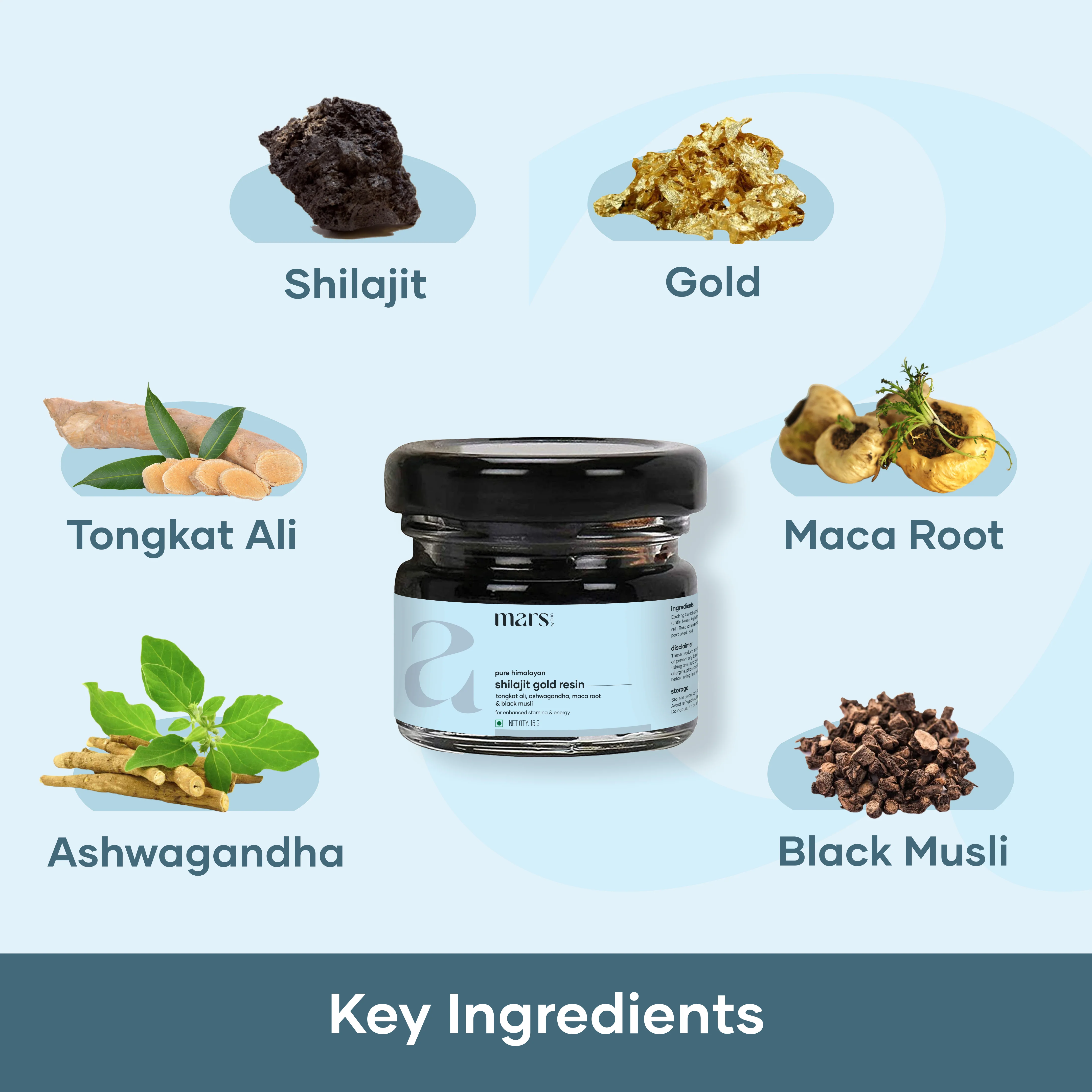 Mars Pure Himalayan Shilajit Gold Resin: Powered with Ashwagandha, Maca Root & Black Musli - Image 2