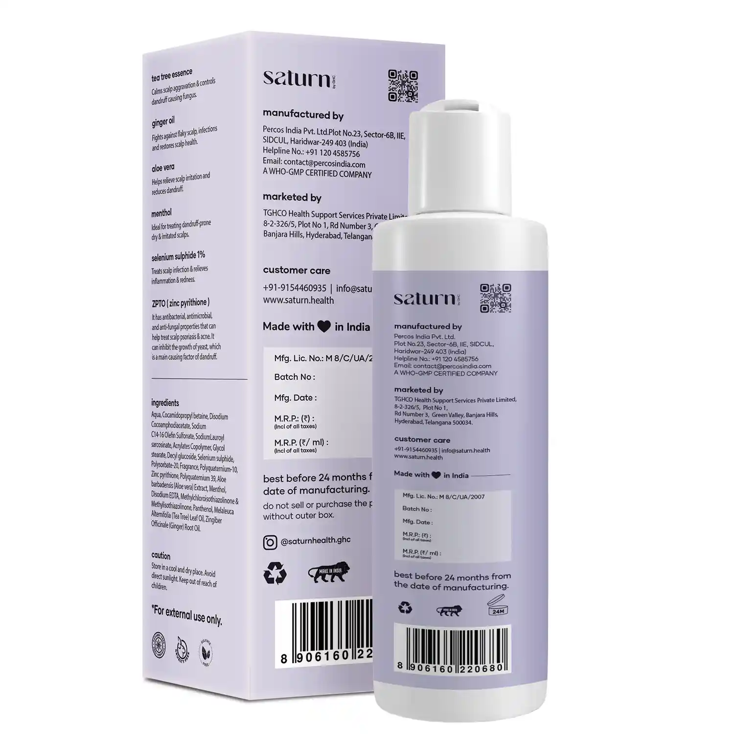 Saturn Anti-Dandruff Shampoo With Tea Tree Essence & Ginger Oil - Image 10