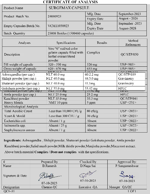 Surge Max - Ashwagandha, Shilajit & Safed Musli - Image 3